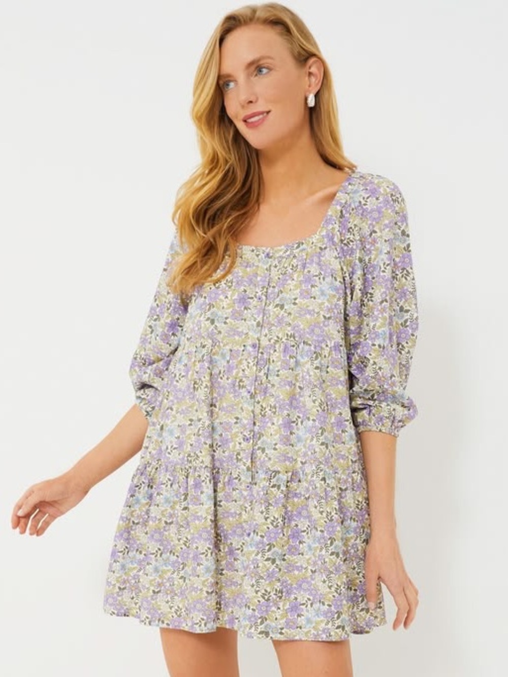 Tuckernuck Hyacinth House Purple Floral Mini Dress XL Romantic Cottagecore